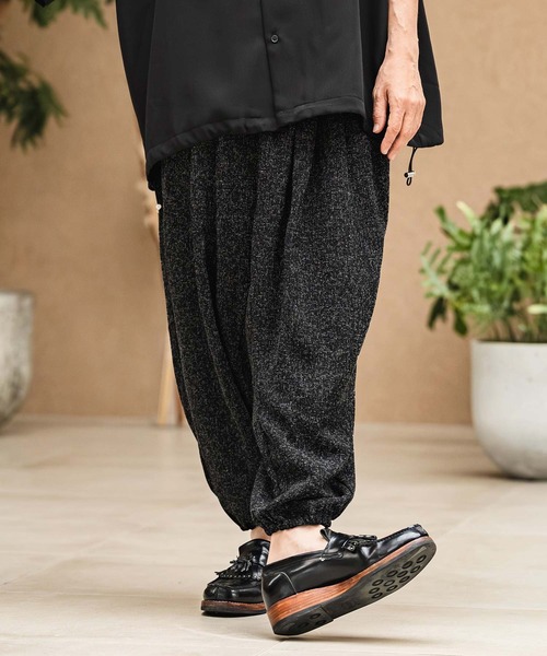 ワイドパンツ パンツ mp14967- Melange Hopsack Balloon Jogger Pants ジョガーパンツ(S64826cmb)の画像