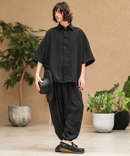 ワイドパンツ パンツ mp14967- Melange Hopsack Balloon Jogger Pants ジョガーパンツ(S64826cmb)の画像