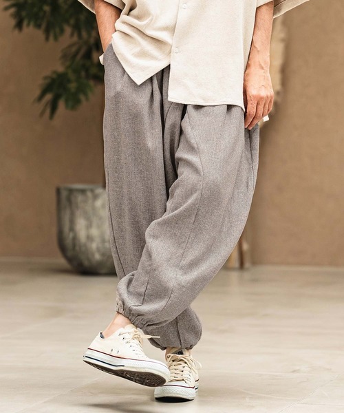 ワイドパンツ パンツ mp14967- Melange Hopsack Balloon Jogger Pants ジョガーパンツ(S64826cmb)の画像
