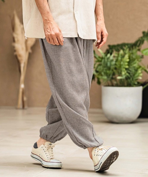 ワイドパンツ パンツ mp14967- Melange Hopsack Balloon Jogger Pants ジョガーパンツ(S64826cmb)の画像