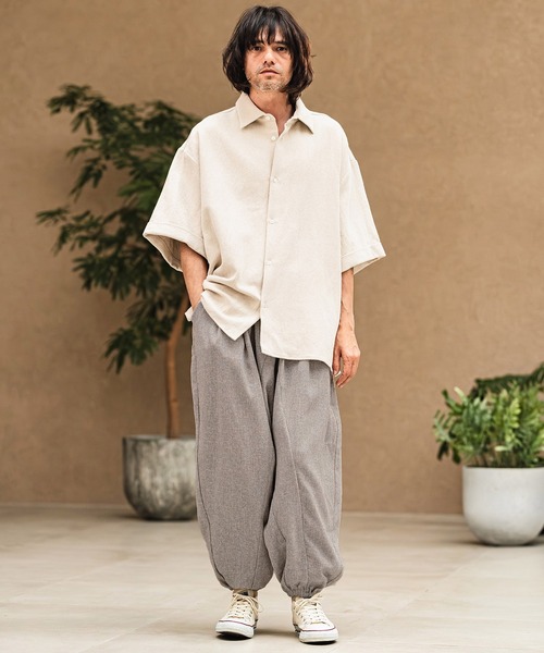 ワイドパンツ パンツ mp14967- Melange Hopsack Balloon Jogger Pants ジョガーパンツ(S64826cmb)の画像