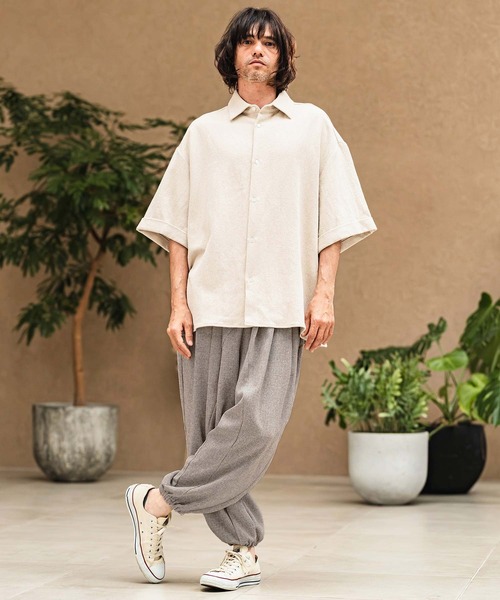 ワイドパンツ パンツ mp14967- Melange Hopsack Balloon Jogger Pants ジョガーパンツ(S64826cmb)の画像