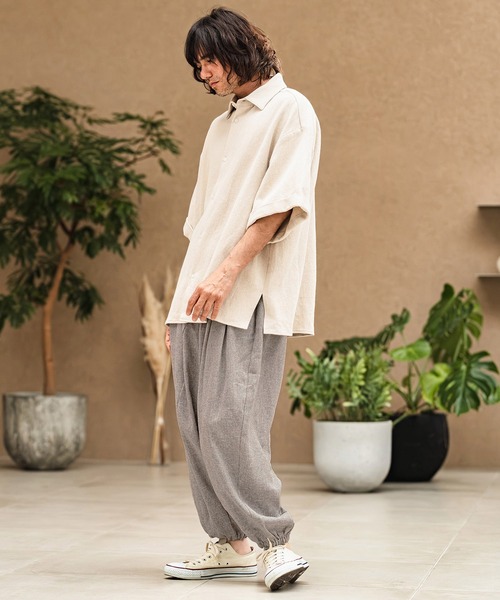 ワイドパンツ パンツ mp14967- Melange Hopsack Balloon Jogger Pants ジョガーパンツ(S64826cmb)の画像