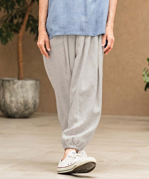 ワイドパンツ パンツ mp14967- Melange Hopsack Balloon Jogger Pants ジョガーパンツ(S64826cmb)の画像