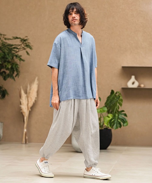 ワイドパンツ パンツ mp14967- Melange Hopsack Balloon Jogger Pants ジョガーパンツ(S64826cmb)の画像