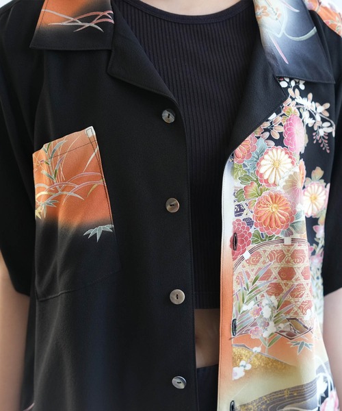 ブラウス シャツ 着物リメイク maison utatane シャツ/ブラウス 桃の深閑 レディース メンズの画像