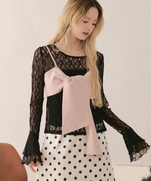 loin nuit tシャツ bell sleeve lace tops / ベルスリーブレース