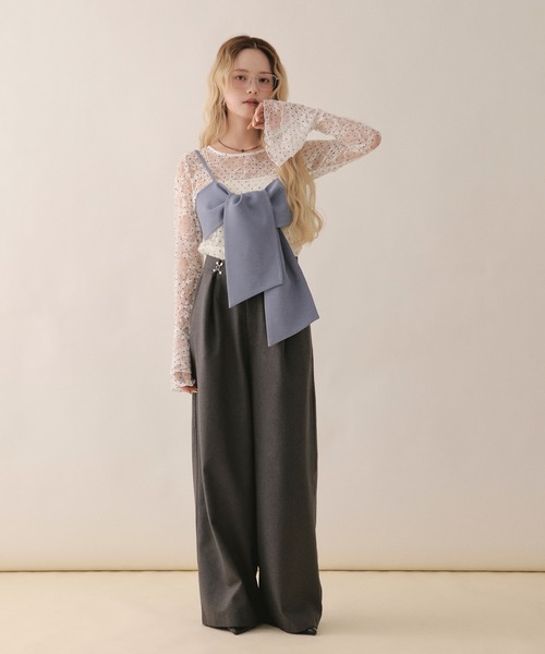 loin nuit tシャツ bell sleeve lace tops / ベルスリーブレース