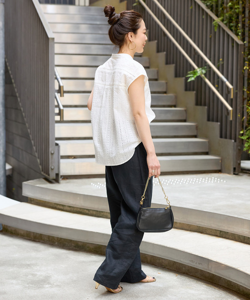 「B.C STOCK」 「Simplicite」イージーパンツ SMALL カーキ レディース_画像3
