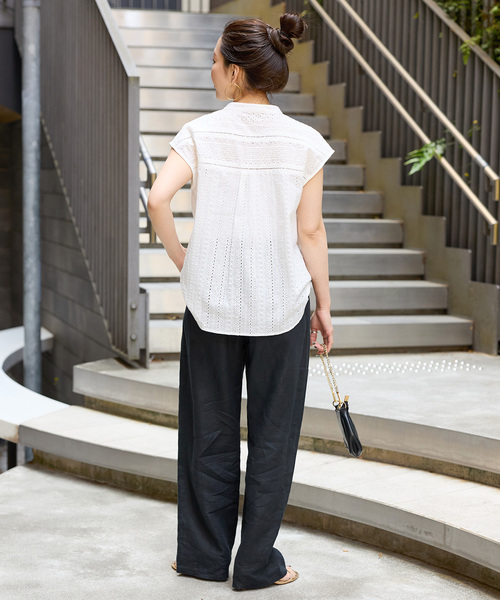 「B.C STOCK」 「Simplicite」イージーパンツ SMALL カーキ レディース_画像4