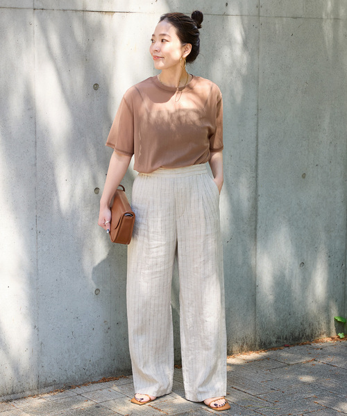 「B.C STOCK」 「Simplicite」イージーパンツ SMALL カーキ レディース_画像9