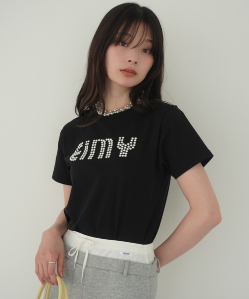 EIMY ISTOIRE ロゴ 半袖 Tシャツ ブラック F EIMY ISTOIRE（エイミーイストワール） 半袖Tシャツ F ブラック