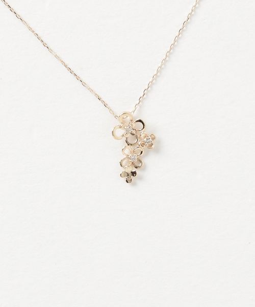 con affetto ネックレス K10ダイヤフラワーネックレス レディース