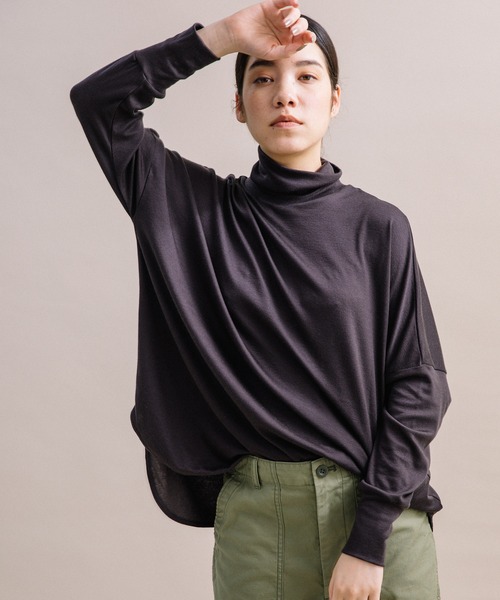 tシャツ 「Liyoca」リヨセルハーフミラノオーバータートル レディース