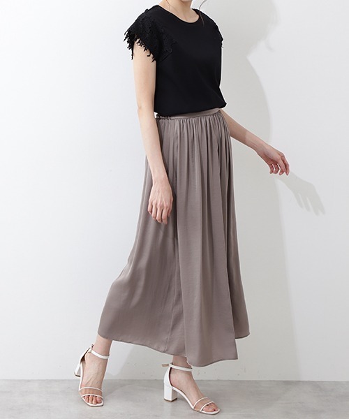 【MM】サテン ミディ スカート☆SALE中 NATURAL BEAUTY BASIC スカート サテンギャザーミディスカート