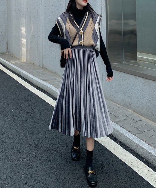 H.P.FRANCE購入 ANNTIAN ベルベット スカート アニエスベーagnes b. コットンボタニカルドットプリントラップ