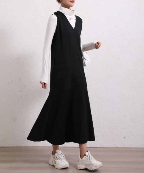 COO+i（クーイ） ワンピース 2WAYマーメードロングワンピース Vネック