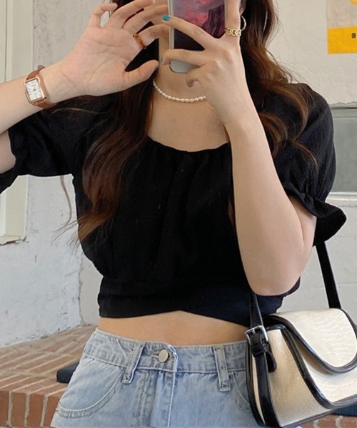 tシャツ バックリボンペプラムトップス レディース バックリボンペプラムトップス [C6339] - レディース