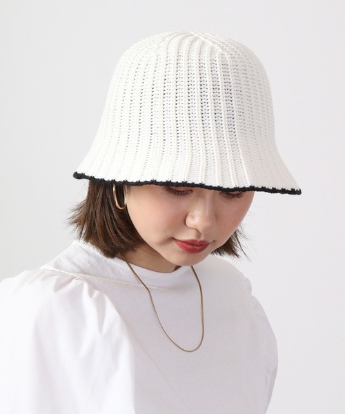未使用タグ付き‼️HLT Boucle Knit Cap ecru ニットキャップ シンプル サマーニット コットン メッシュ