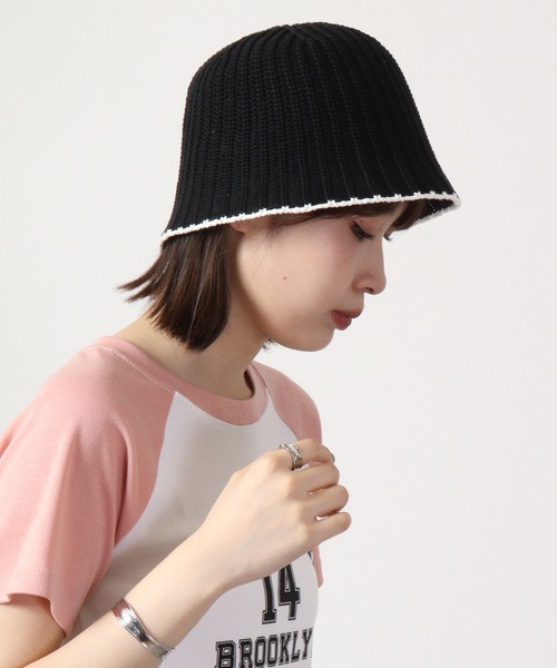 未使用タグ付き‼️HLT Boucle Knit Cap ecru ligne knit/white | maison de Dolce.