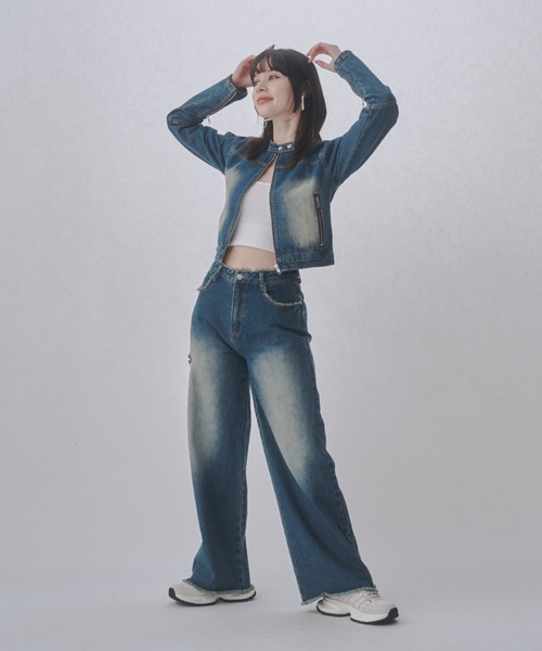 デニムジャケット　極美品✨　 Gジャン デニムライダースジャケット JUST A NOON デニムジャケット gジャン デニムシングル