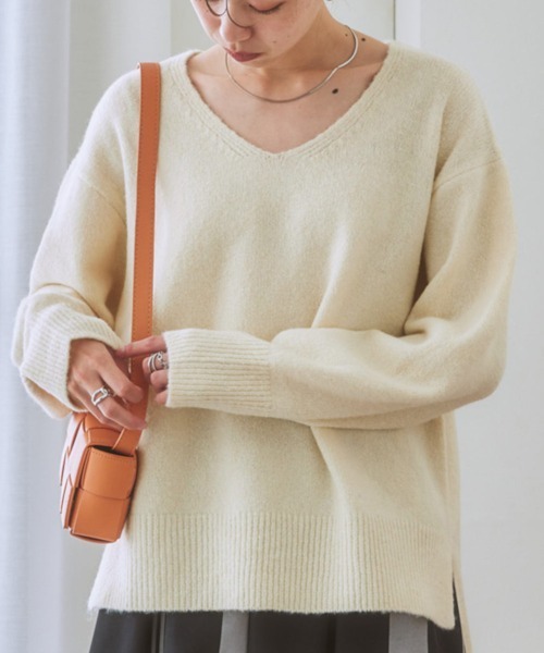 ニッセン（nissen） ニット セーター 洗えるウール調Vネックニット