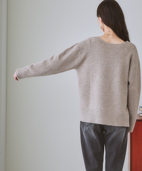 ニッセン（nissen） ニット セーター 洗えるウール調Vネックニット