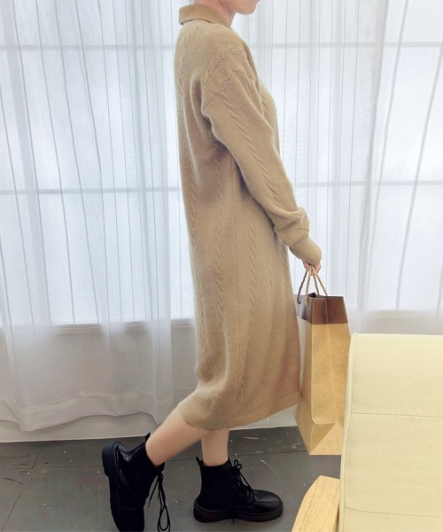 miniministore ワンピース ケーブル編み ニットワンピース 韓国