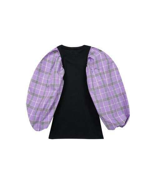 MSGM tシャツ マキシチェク パフスリーブTシャツ レディース
