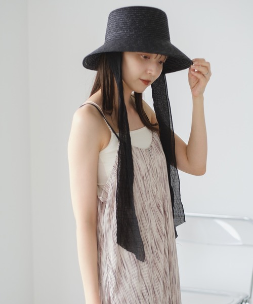 Kastane 帽子 ハット リボン付きストローハット レディース
