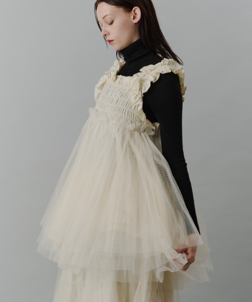 PERNA（ペルナ） ブラウス シャツ チュールギャザーキャミソール