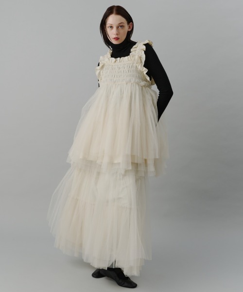 PERNA（ペルナ） ブラウス シャツ チュールギャザーキャミソール