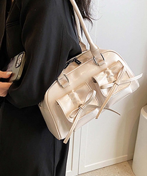 ULYSSES ハンドバッグ ダブルポケットフロントリボンハンドバッグ