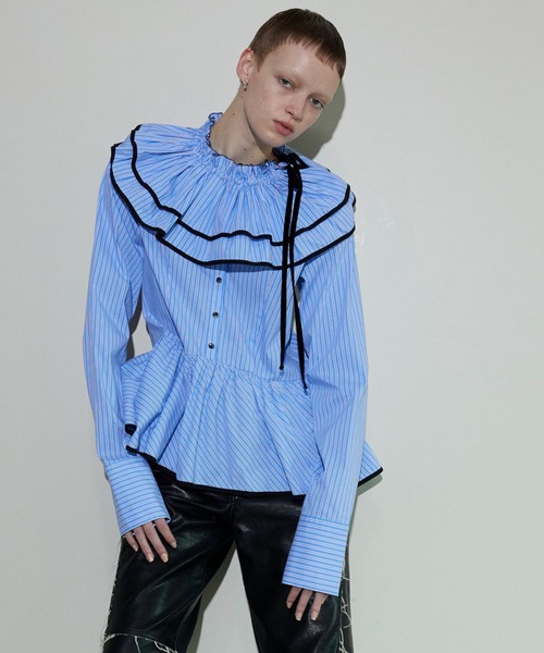 MAISON SPECIAL ブラウス シャツ Edge Trim Ruffle Shirt/エッジトリム 