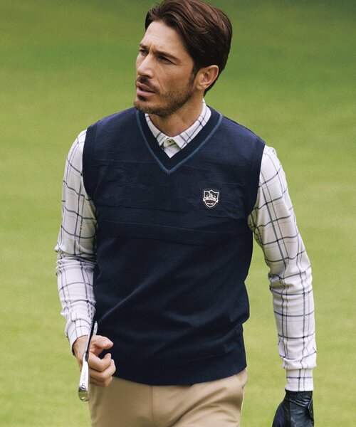 adabat（アダバット） ベスト ジレ カモフラージュ柄 Vネックニット