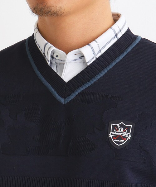 adabat（アダバット） ベスト ジレ カモフラージュ柄 Vネックニット