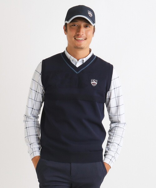 adabat（アダバット） ベスト ジレ カモフラージュ柄 Vネックニット