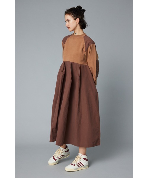Elbow patch knit dress エルボーパッチニットドレス