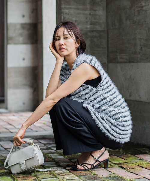 ベスト ジレ フェザーミックスニットジレ「手洗い可能」 レディース LAUTREAMONT ベスト ジレ フェザーミックスニットジレ「手洗い