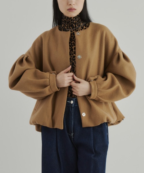 PERNA バルーンショートコート PERNA（ペルナ） ノーカラーコート コート バルーンショートコート