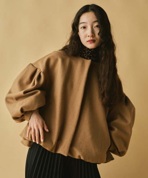 PERNA（ペルナ） ノーカラーコート コート バルーンショートコート