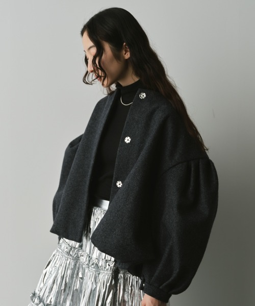 PERNA（ペルナ） ノーカラーコート コート バルーンショートコート