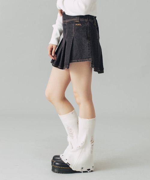 【カットオフデザイン】X-girl エックスガール デニムスカート クラッシュ加工カットオフスカート（その他） | X-girl STAGES
