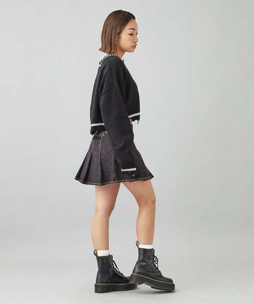 【 Jeans】Denim Pleat Mini デニムプリーツ ミニスカート X-girl デニムスカート PLEATED DENIM MINI SKIRT : ZOZOTOWN