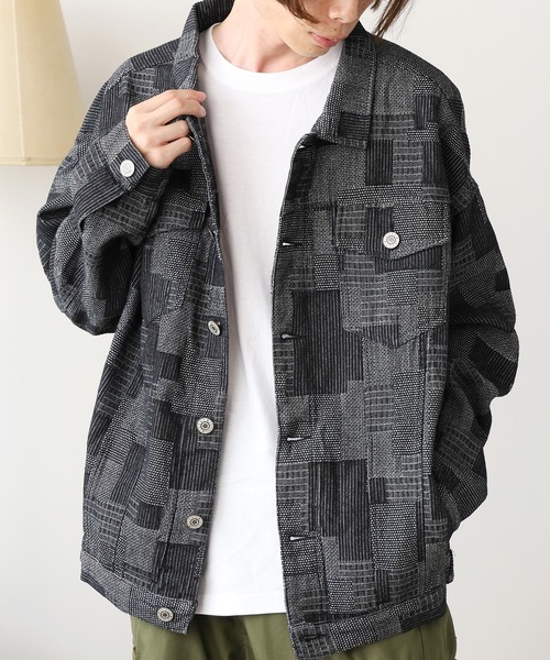 ROOP TOKYO デニムジャケット gジャン パッチワーク風 ブロック