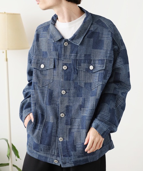 【絶品】 デニムジャケット TOKYO ROOP gジャン ブロック パッチワーク風 ジャケット・アウター