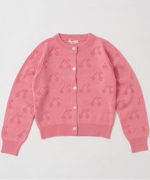 カーディガン チェリー柄編みカーディガン キッズ 子供服 女の子
