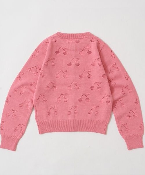 カーディガン チェリー柄編みカーディガン キッズ 子供服 女の子