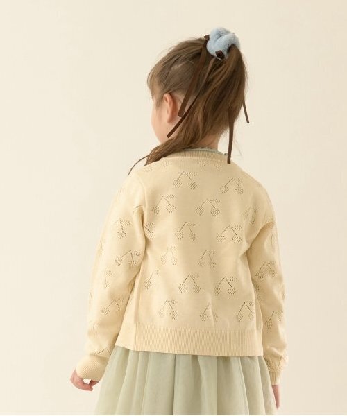 カーディガン チェリー柄編みカーディガン キッズ 子供服 女の子 