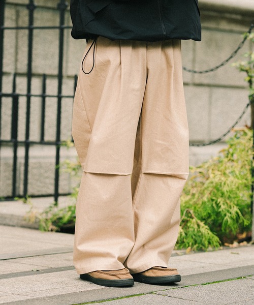 CIASU チノパン Cotton Twill Knee Tuck Wide Trousers メンズ